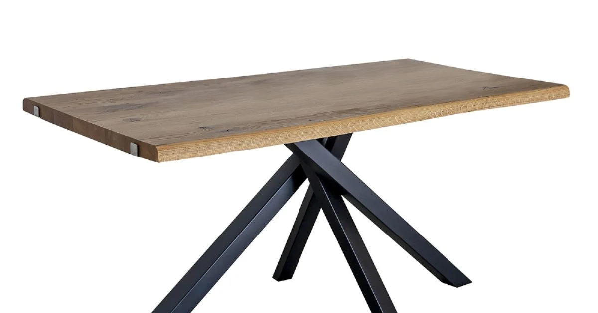 Tavolo in Rovere Nodato con Base in Metallo Made in Italy - Sebastiano