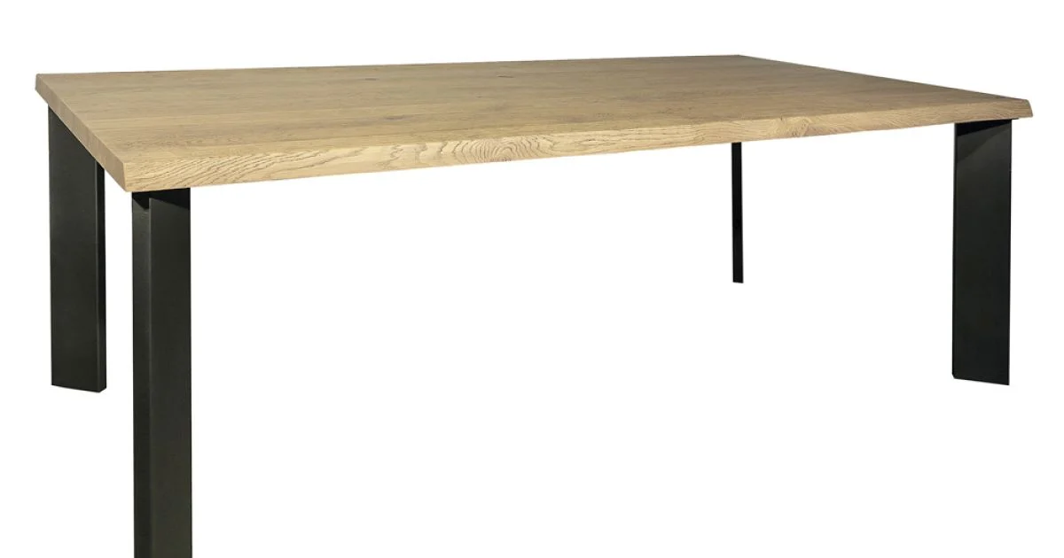 Tavolo in Rovere Nodato Massellato e Gambe in Metallo Made in Italy - Vicente