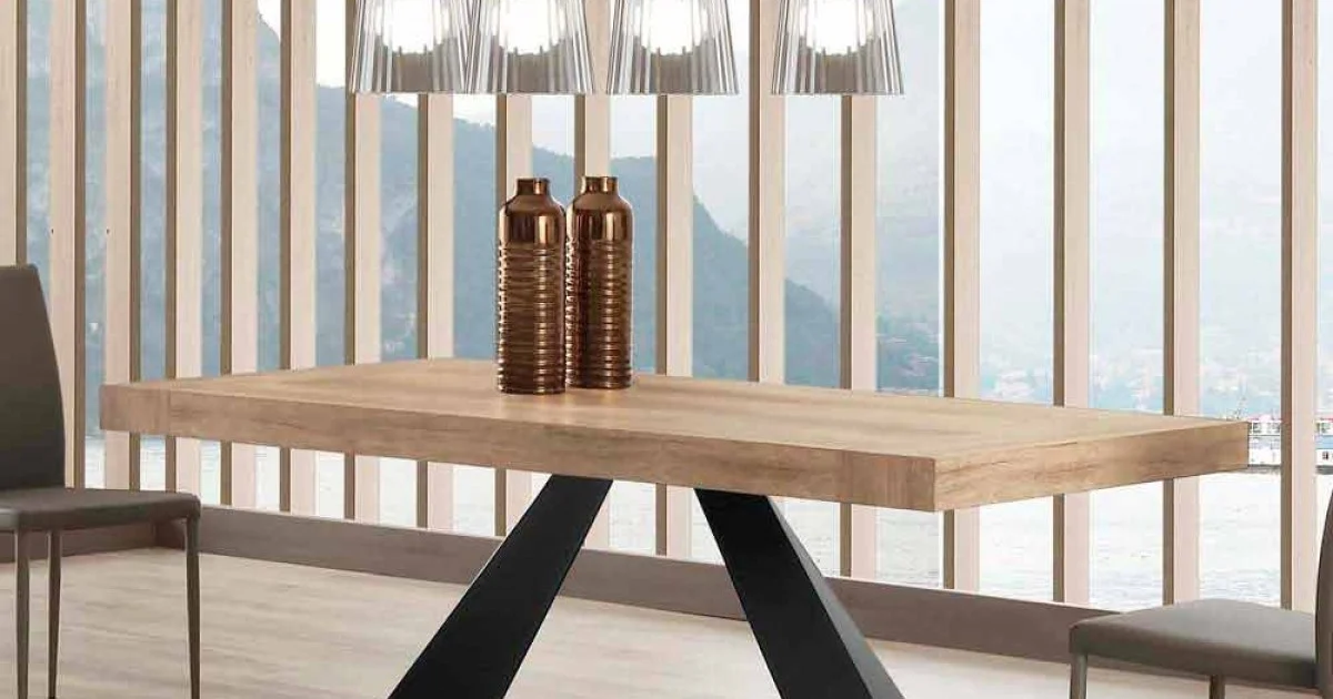 Tavolo Moderno Allungabile Fino a 260/280 cm in Legno e Metallo - Teramo