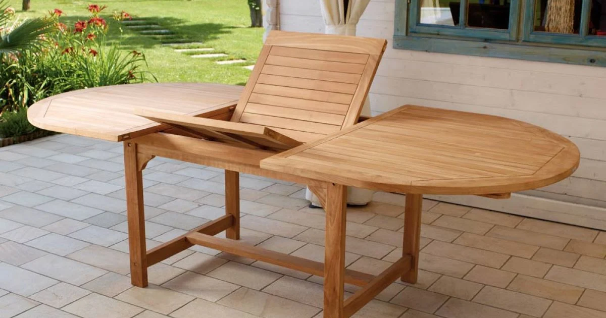 Tavolo Ovale Allungabile a 240 cm da Esterno Realizzato in Teak - Edera