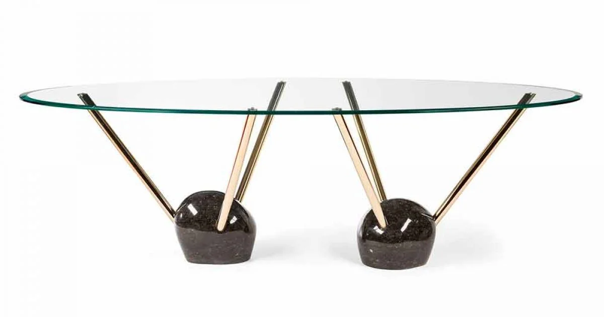 Tavolo ovale di design con piano in vetro 100% Made in Italy Zoe
