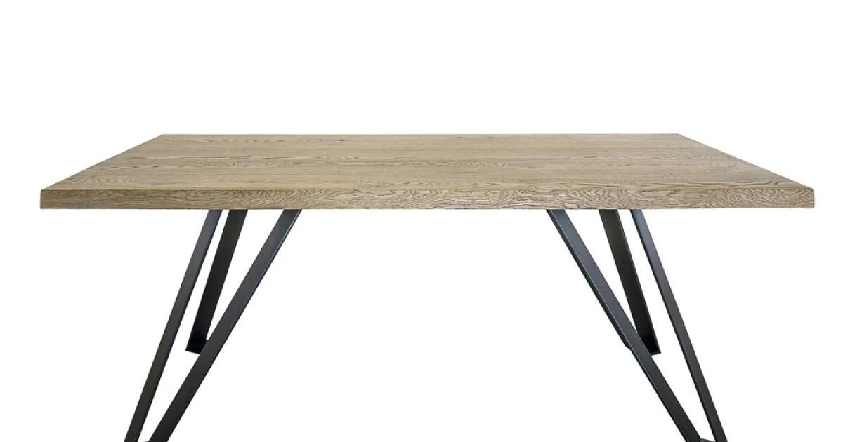 Tavolo Placcato in Rovere Nodato Massellato e Metallo Made in Italy - Luanda