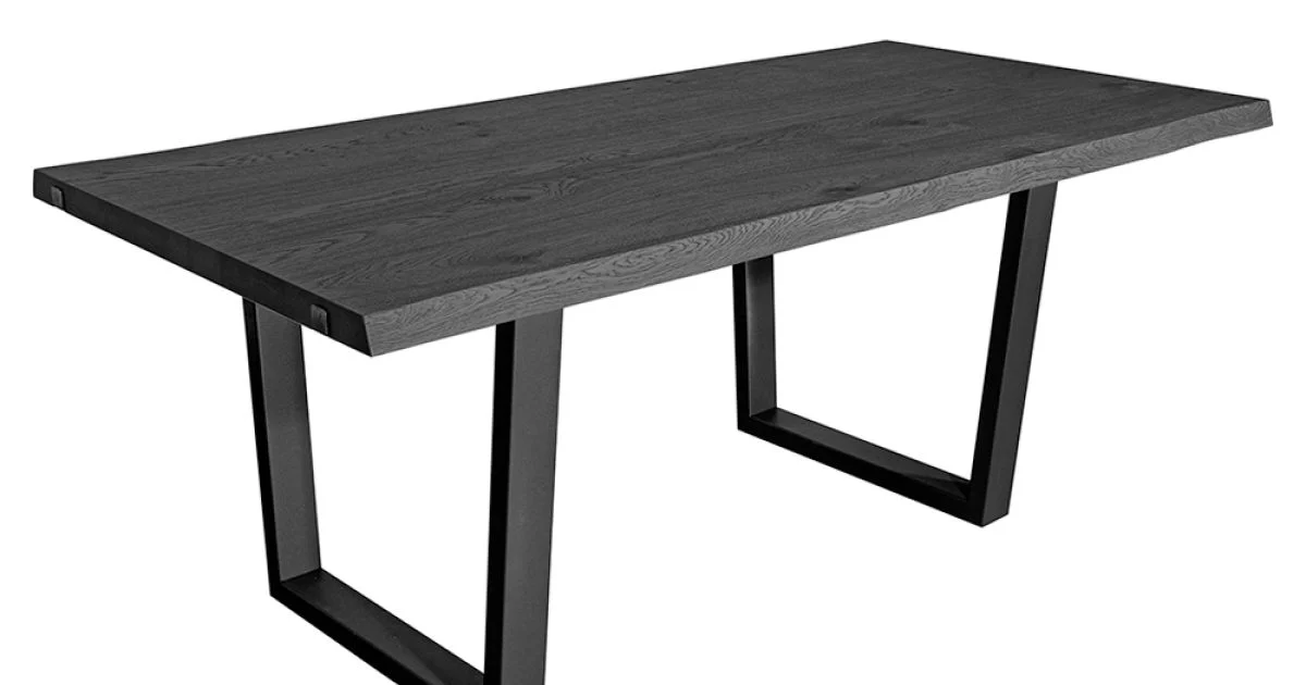 Tavolo Placcato in Rovere Nodato Squadrato e Base in Metallo Made in Italy - Pilar