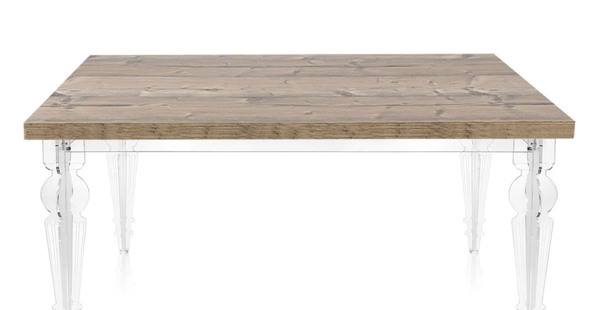 Tavolo Pranzo Allungabile a 255 cm in Plexiglass e Legno Made in Italy - Francoise
