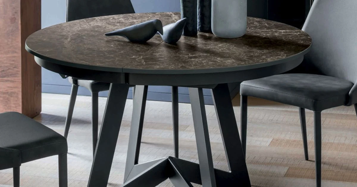 Tavolo Pranzo Rotondo con Piano Allungabile a 180 cm Made in Italy - Muschio