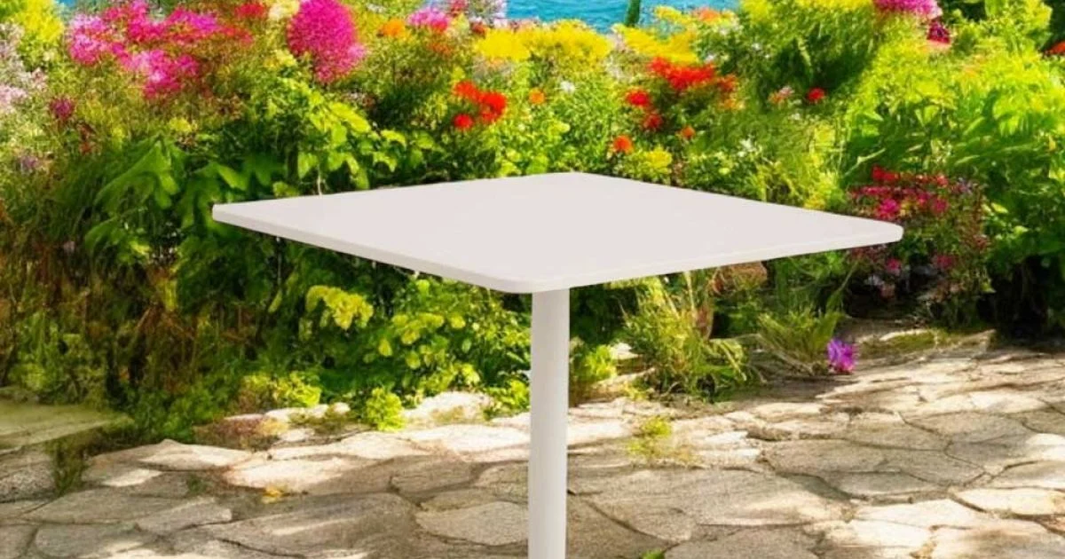 Tavolo Quadrato 80x80 cm da Esterno Realizzato in Alluminio Beige - Alfresco