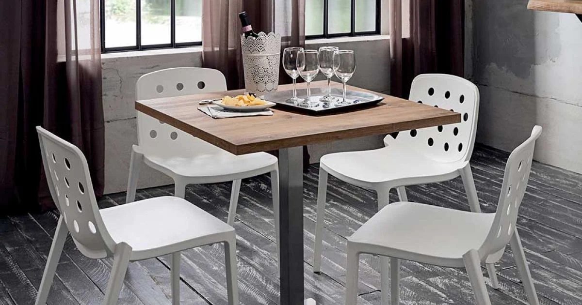 Tavolo Quadrato in HPL Metallo Inox Satinato Made in Italy - Lente