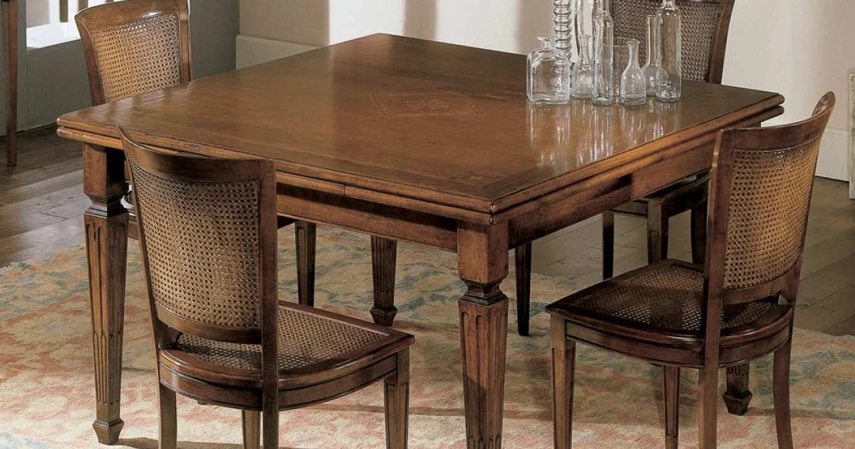 Tavolo Rettangolare con 4 Sedie in Legno Made in Italy - Angelite