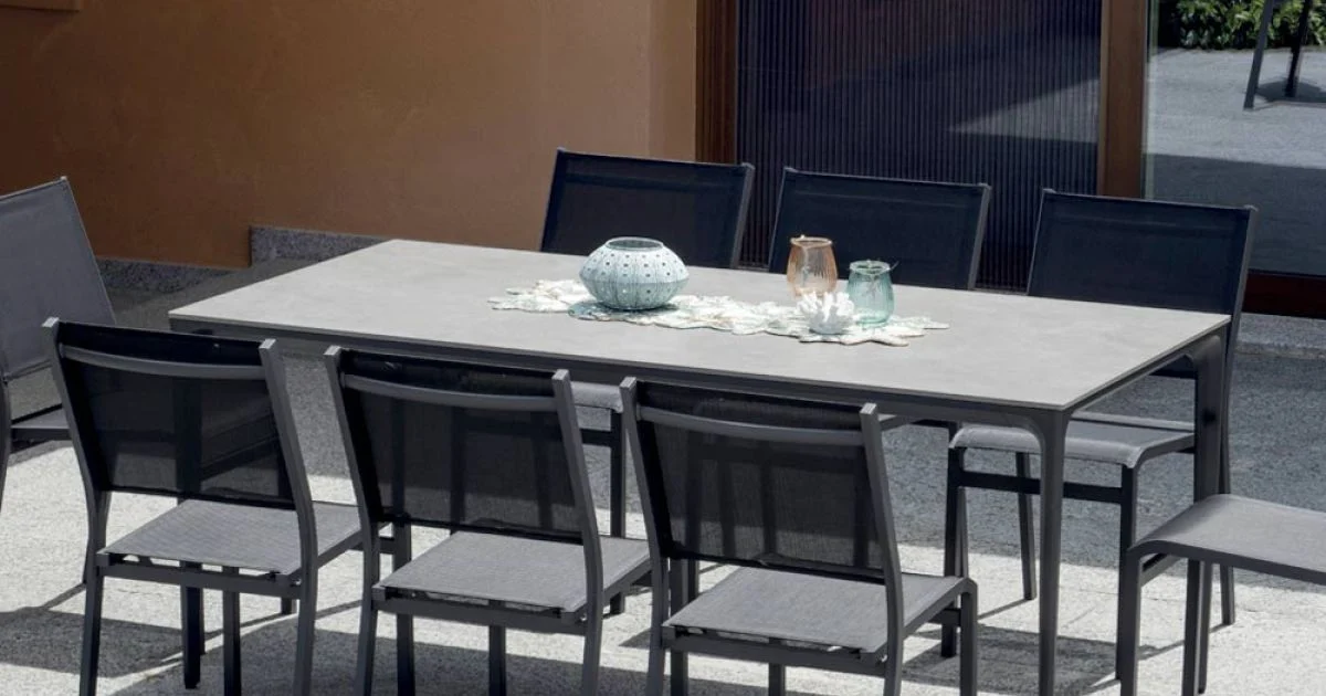 Tavolo Rettangolare da Giardino in Alluminio e Gres - Lunara