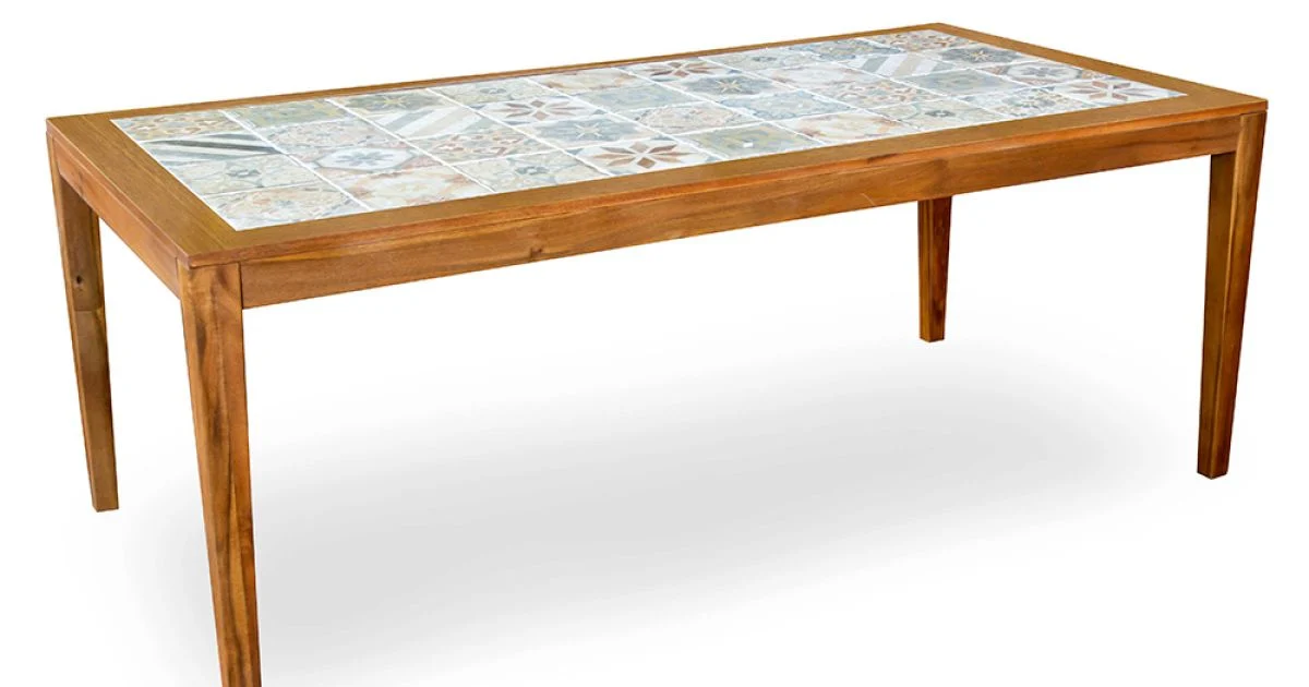 Tavolo Rettangolare Realizzato in Legno di Acacia e Piano in Ceramica - Tecnica