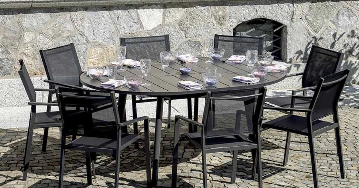 Tavolo Rotondo Allungabile a 170 cm in Alluminio Antracite - Rivara