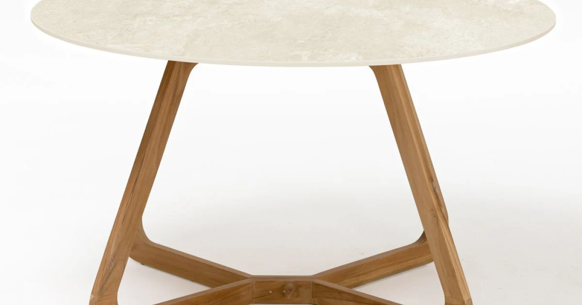 Tavolo Rotondo da Esterno in Ceramica Chianca di Ostuni Made in Italy - Pegaso