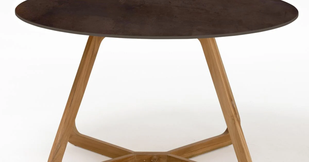 Tavolo Rotondo da Esterno in Ceramica Metal Corten Made in Italy - Pegaso
