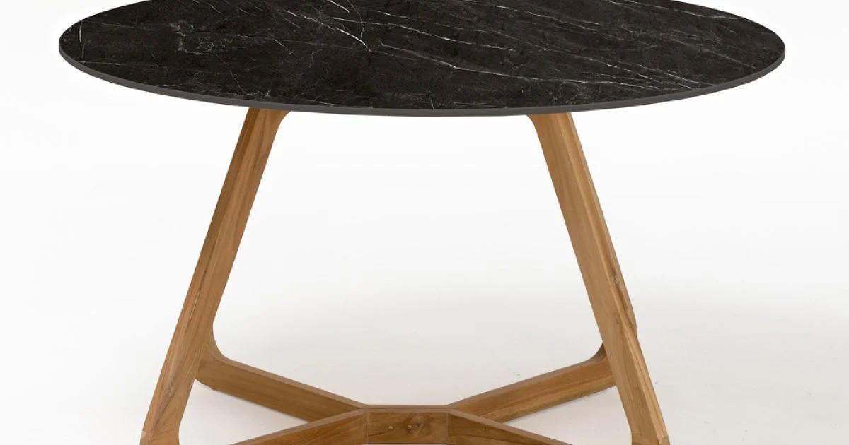 Tavolo Rotondo da Esterno in Ceramica Nero Marquinia Made in Italy - Pegaso