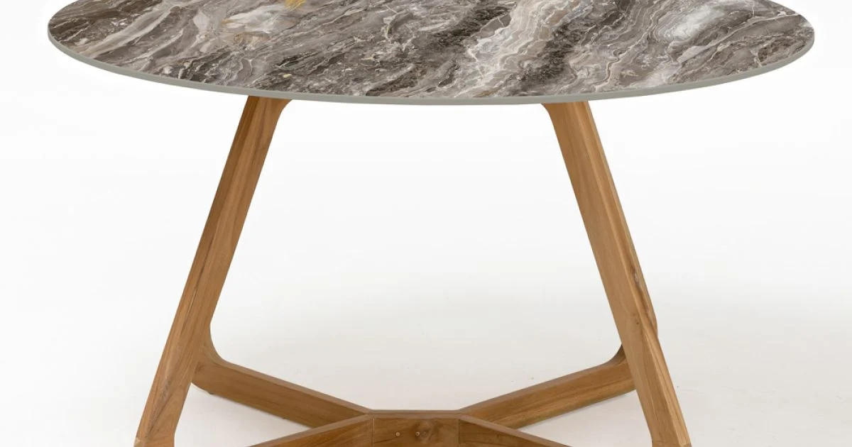 Tavolo Rotondo da Esterno in Ceramica Orobico Luxe Made in Italy - Pegaso