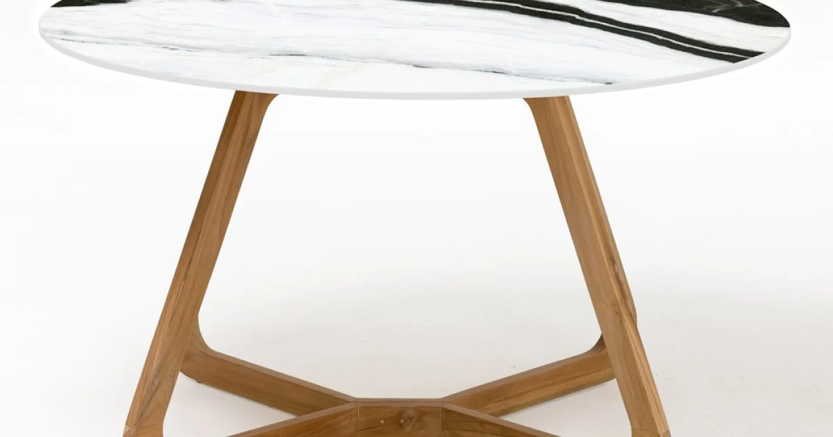 Tavolo Rotondo da Esterno in Ceramica Panda White Made in Italy - Pegaso