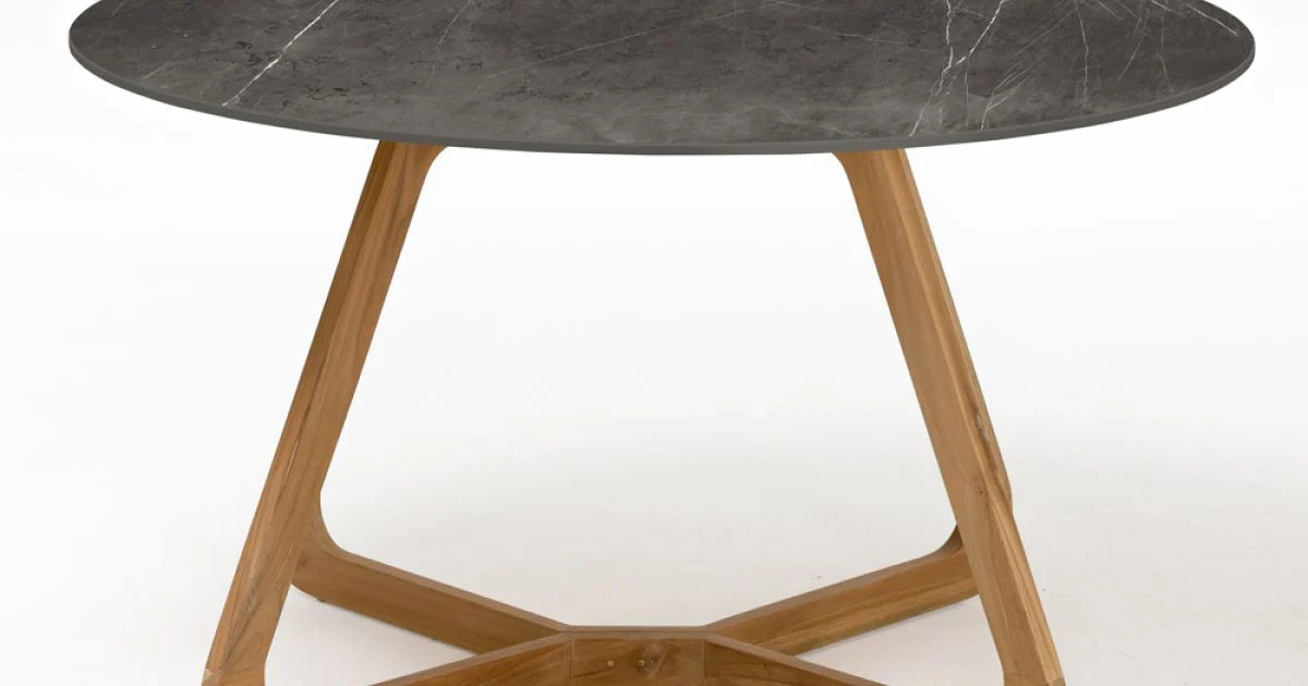 Tavolo Rotondo da Esterno in Ceramica Pietra Grey Made in Italy - Pegaso