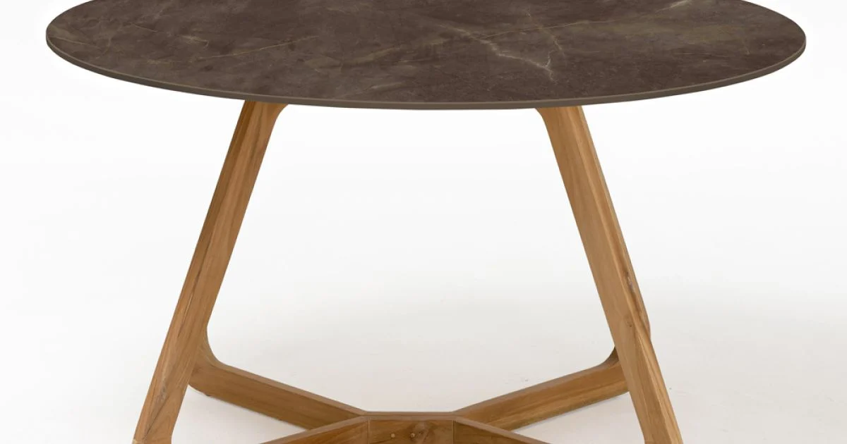 Tavolo Rotondo da Esterno in Ceramica Pulpis Brown Made in Italy - Pegaso