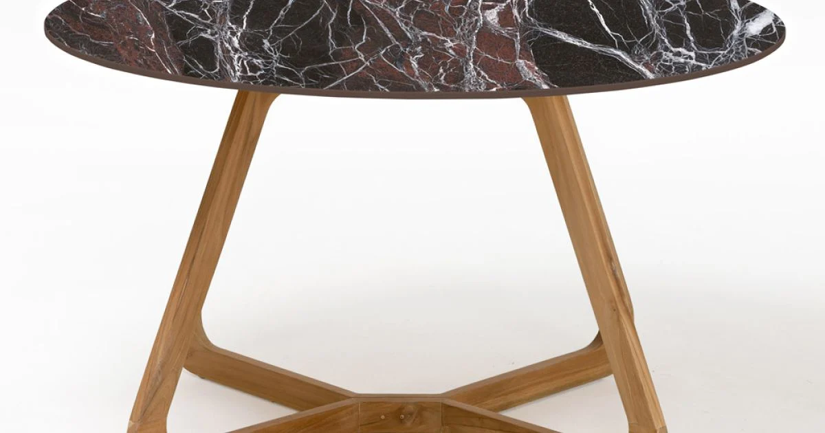Tavolo Rotondo da Esterno in Ceramica Rosso Domus Made in Italy - Pegaso