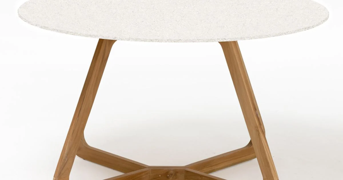 Tavolo Rotondo da Esterno in Ceramica Terrazzo White Made in Italy - Pegaso