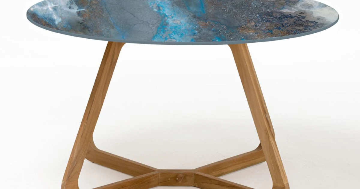 Tavolo Rotondo da Esterno in Ceramica Thunderstorm Made in Italy - Pegaso