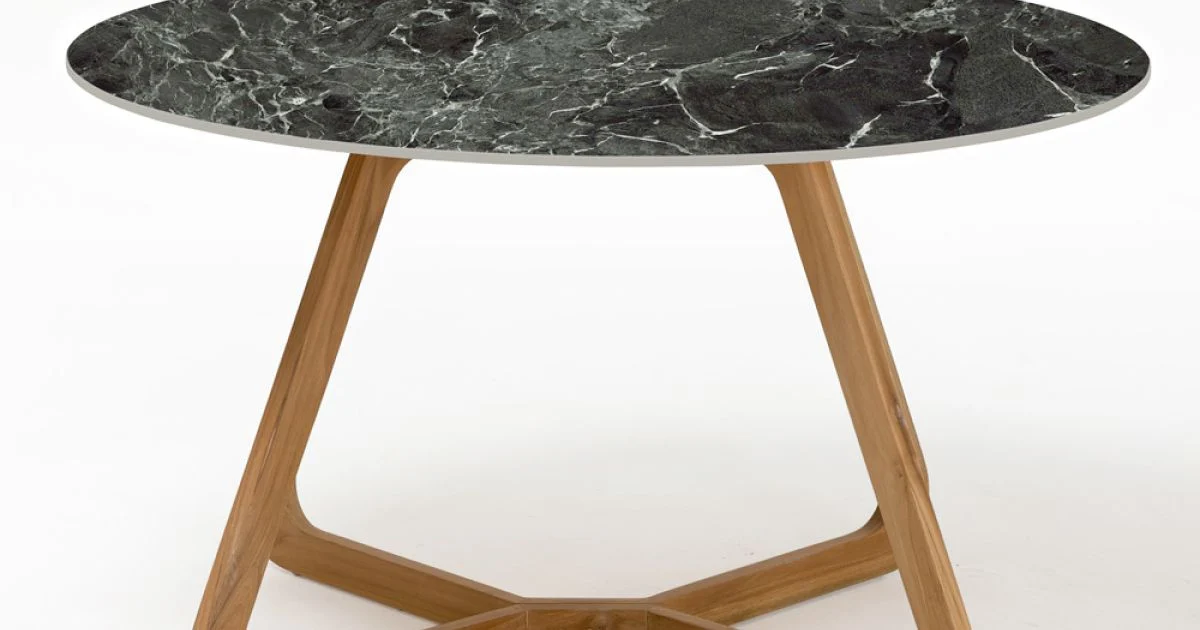 Tavolo Rotondo da Esterno in Ceramica Verde France Made in Italy - Pegaso