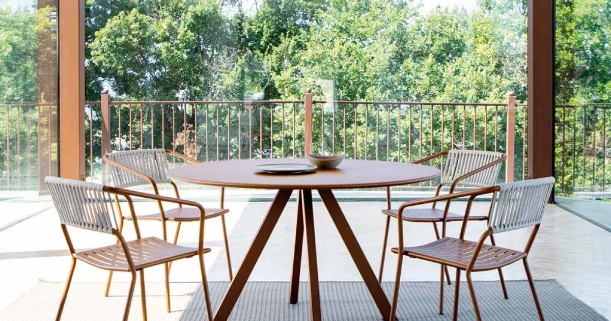 Tavolo Rotondo da Giardino in Acciaio Zincato Prodotto in Italia – Brienne