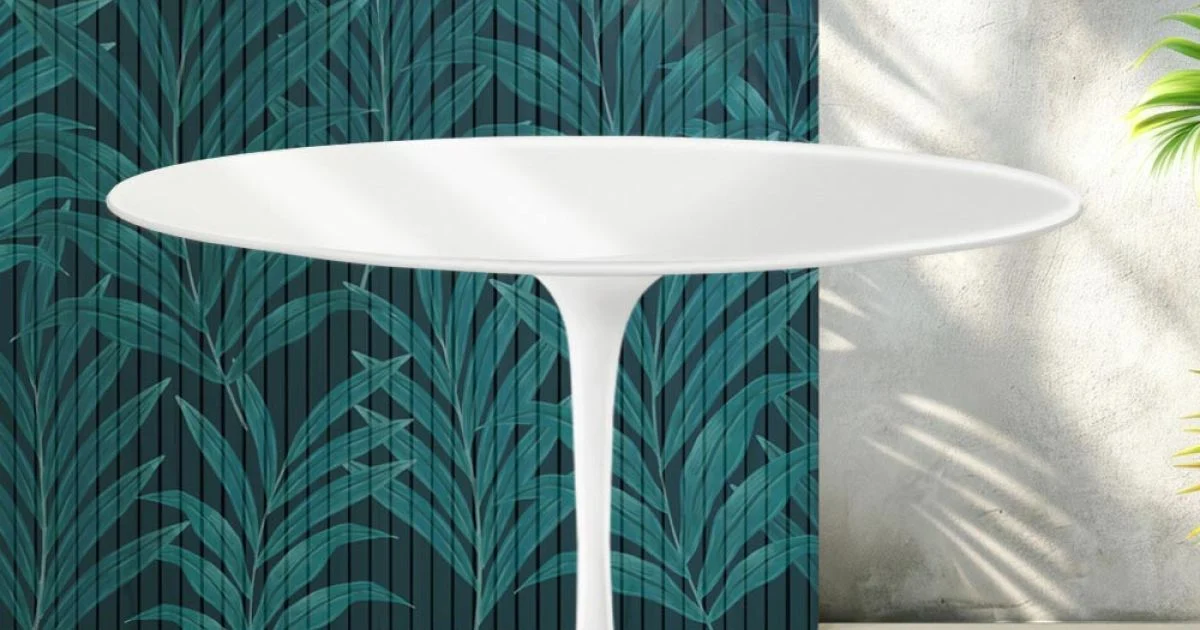 Tavolo Rotondo Tulip Saarinen H 74 cm in Ceramica Florim Bianco Lucido - Scarlet