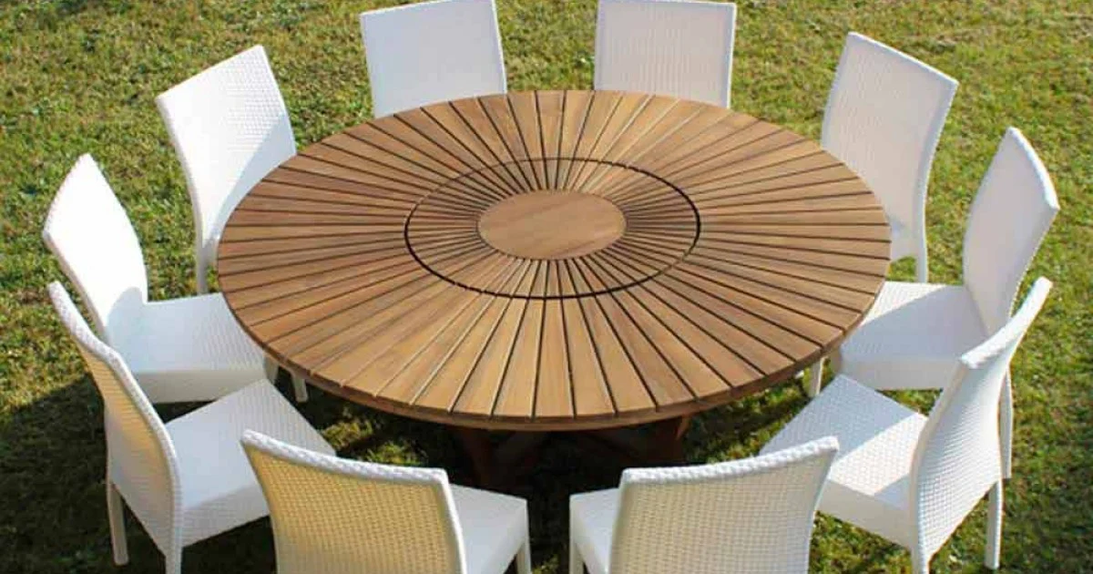 Tavolo tondo in teak e massello Real Table