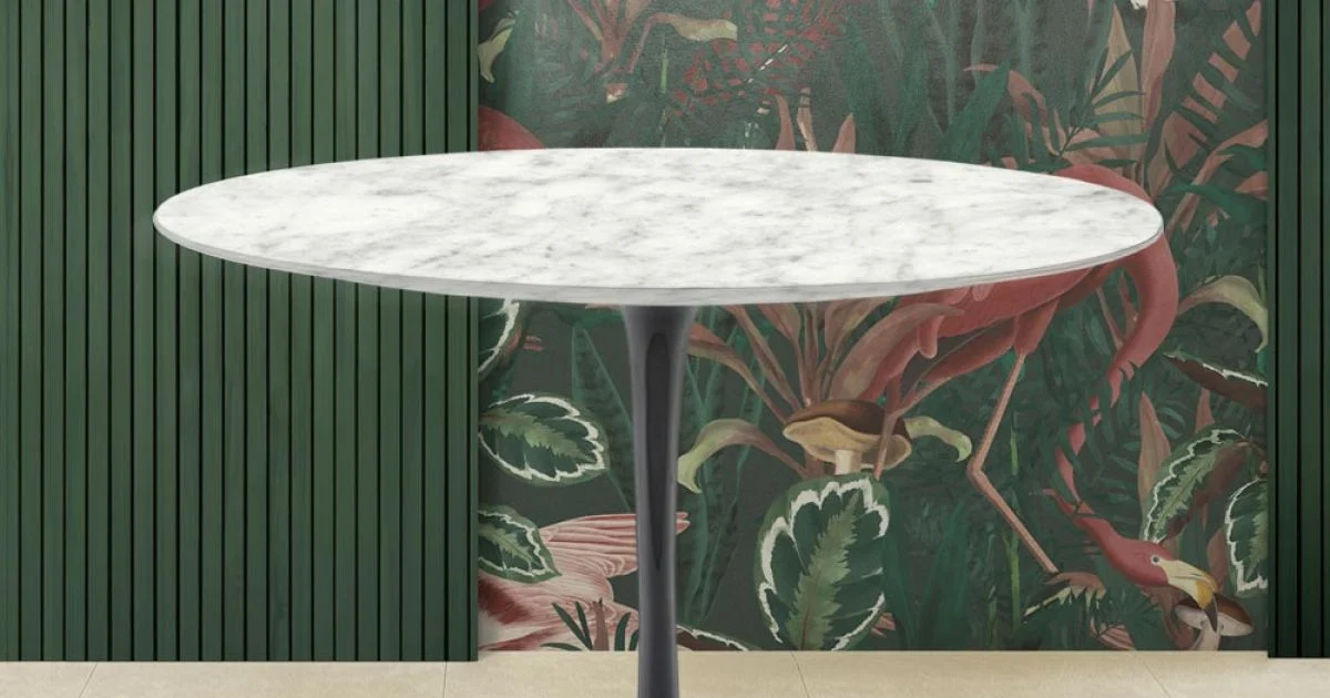 Tavolo Tulip Eero Saarinen H 74 con Piano in Marmo di Carrara Made in Italy - Scarlet