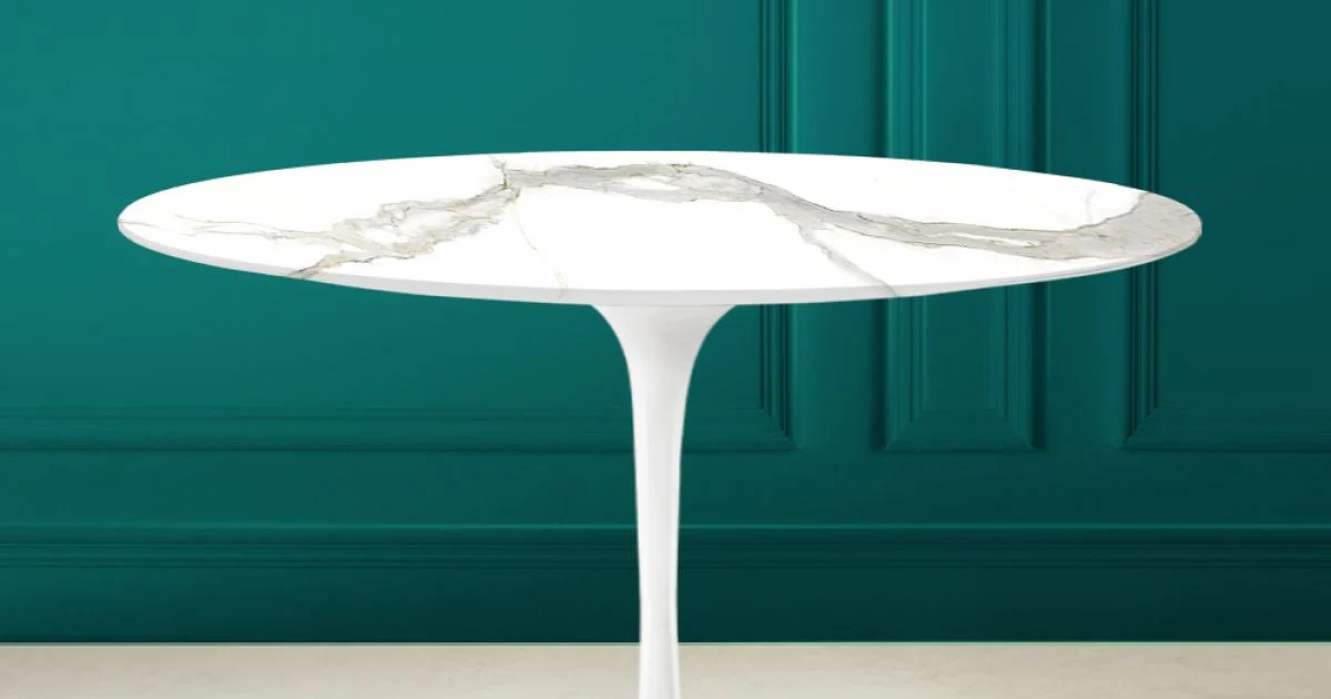 Tavolo Tulip Eero Saarinen H 73 in Calacatta Michelangelo Made in Italy - Scarlet