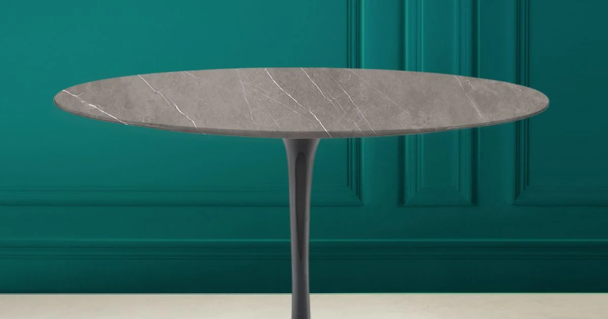 Tavolo Tulip Eero Saarinen H 73 in Ceramica Pietra Grey Made in Italy - Scarlet