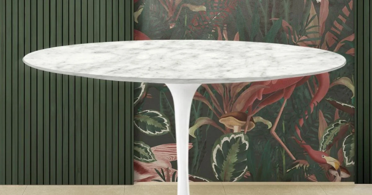 Tavolo Tulip Eero Saarinen H 74 in Marmo di Carrara Realizzato in Italia - Scarlet