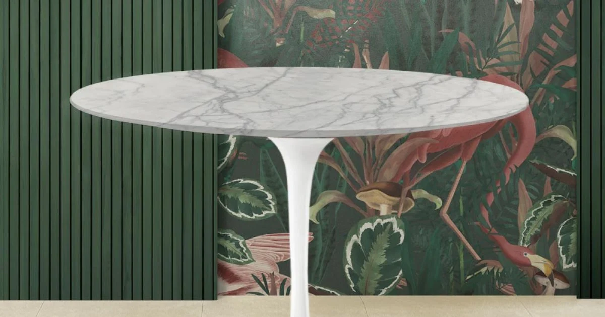Tavolo Tulip Eero Saarinen H 74 in Marmo di Carrara Statuarietto Made in Italy - Scarlet
