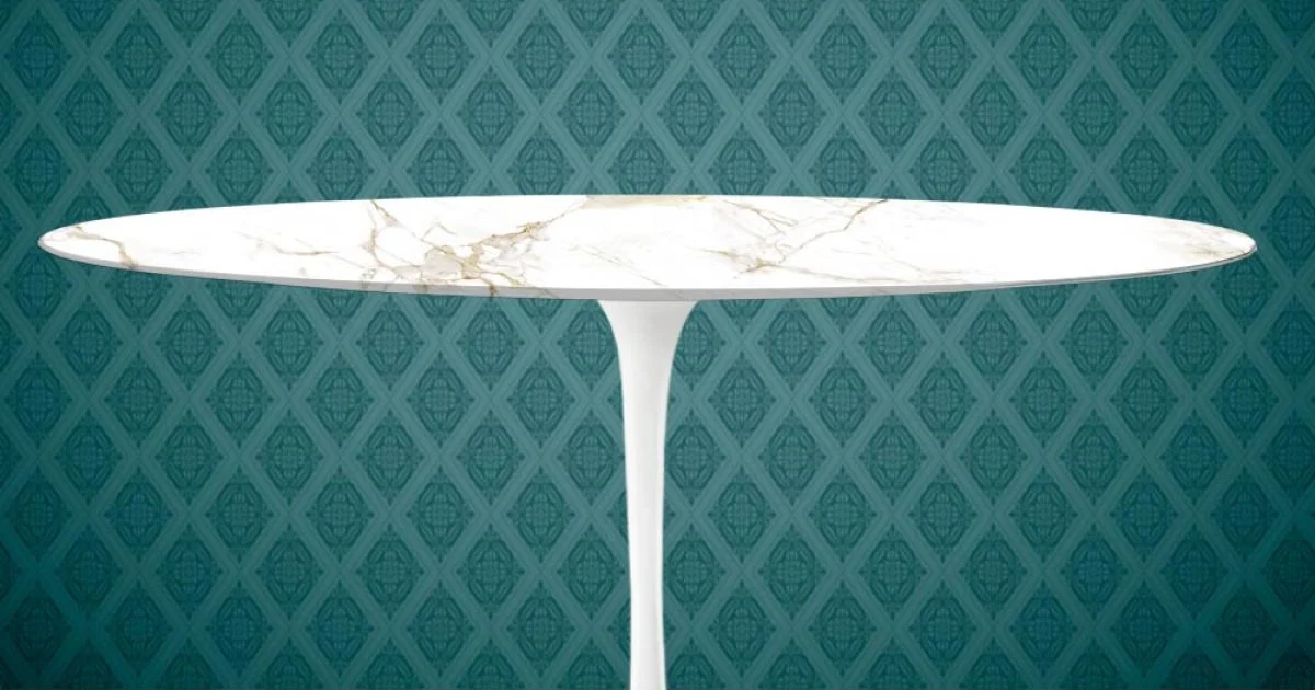 Tavolo Tulip Eero Saarinen H 74 Ovale in Ceramica Entzo Made in Italy - Scarlet