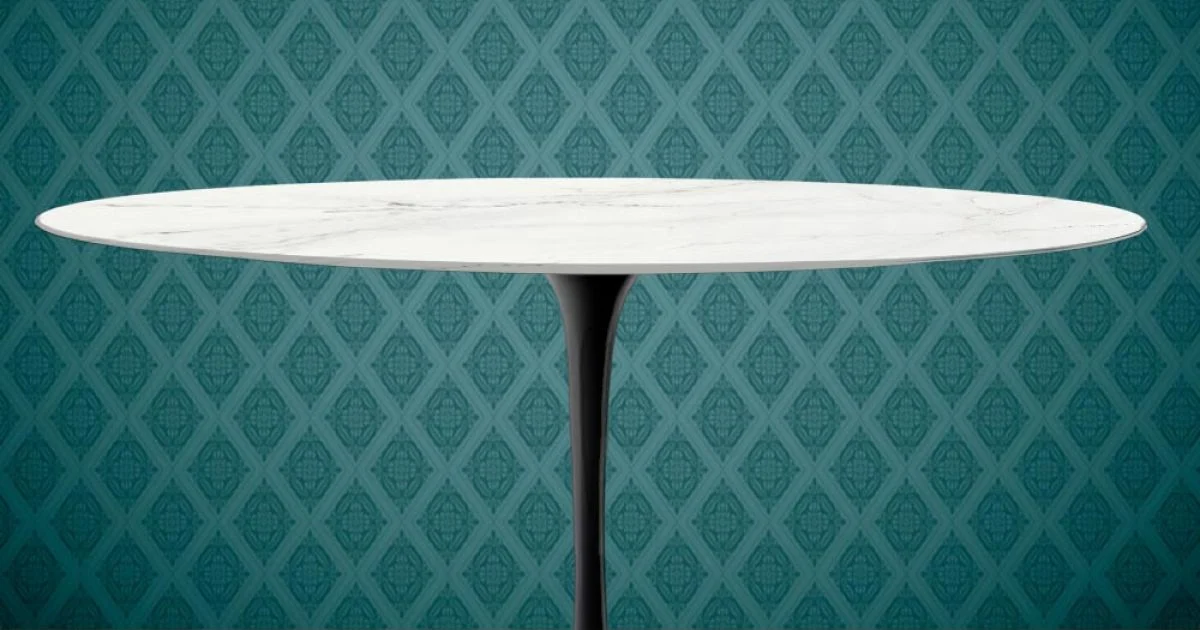 Tavolo Tulip Eero Saarinen H 74 Ovale in Ceramica Rem Made in Italy - Scarlet
