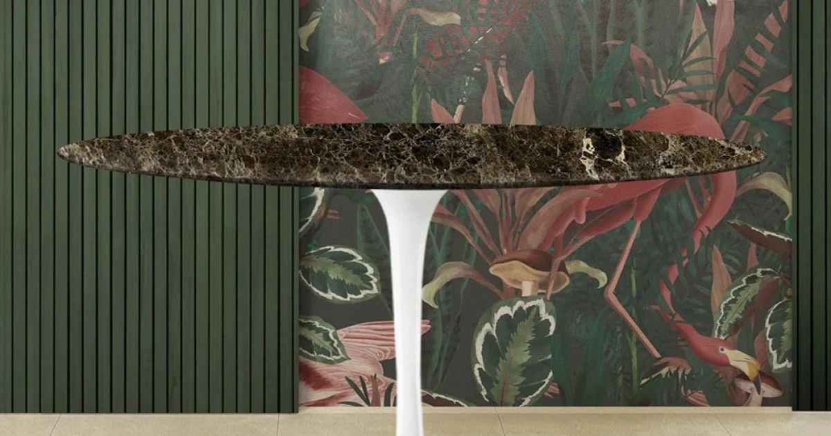 Tavolo Tulip Eero Saarinen H 74 Ovale in Marmo Emperador Dark Made in Italy - Scarlet