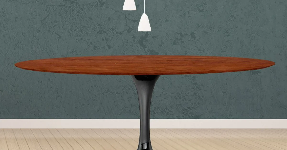 Tavolo Tulip Eero Saarinen H 74 Ovale in Rovere Tinto Ciliegio Made in Italy - Scarlet