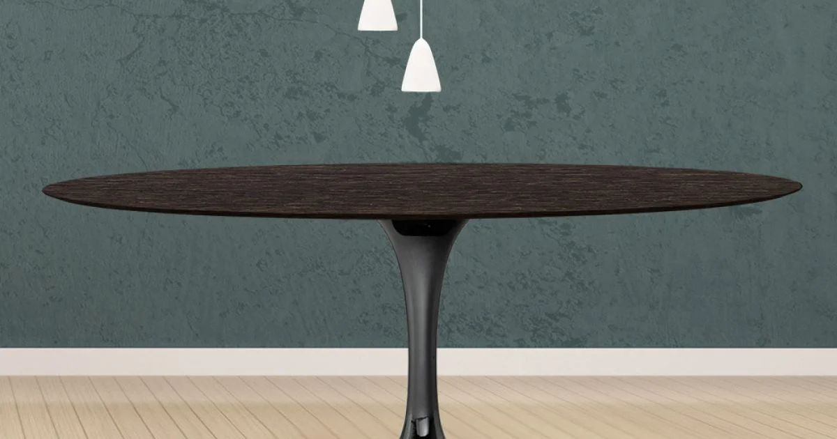 Tavolo Tulip Eero Saarinen H 74 Ovale in Rovere Tinto Moka Made in Italy - Scarlet