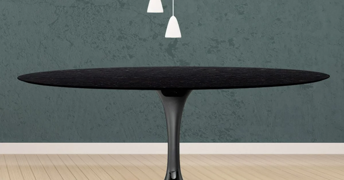 Tavolo Tulip Eero Saarinen H 74 Ovale in Rovere Tinto Nero Made in Italy - Scarlet