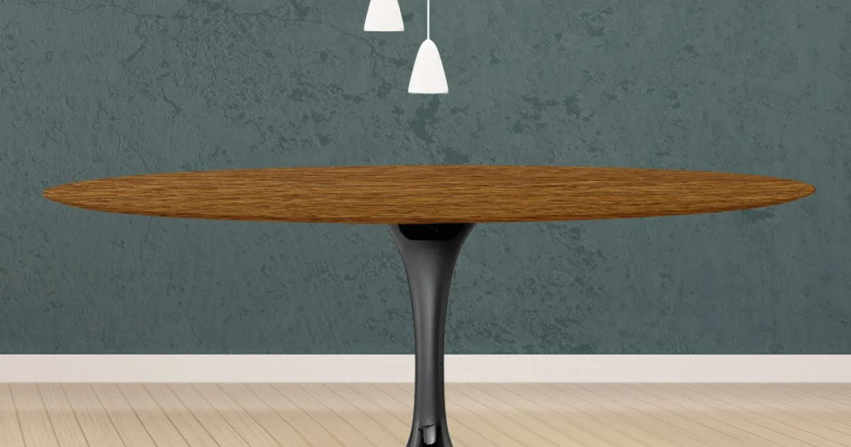 Tavolo Tulip Eero Saarinen H 74 Ovale in Rovere Tinto Noce Chiaro Made in Italy - Scarlet