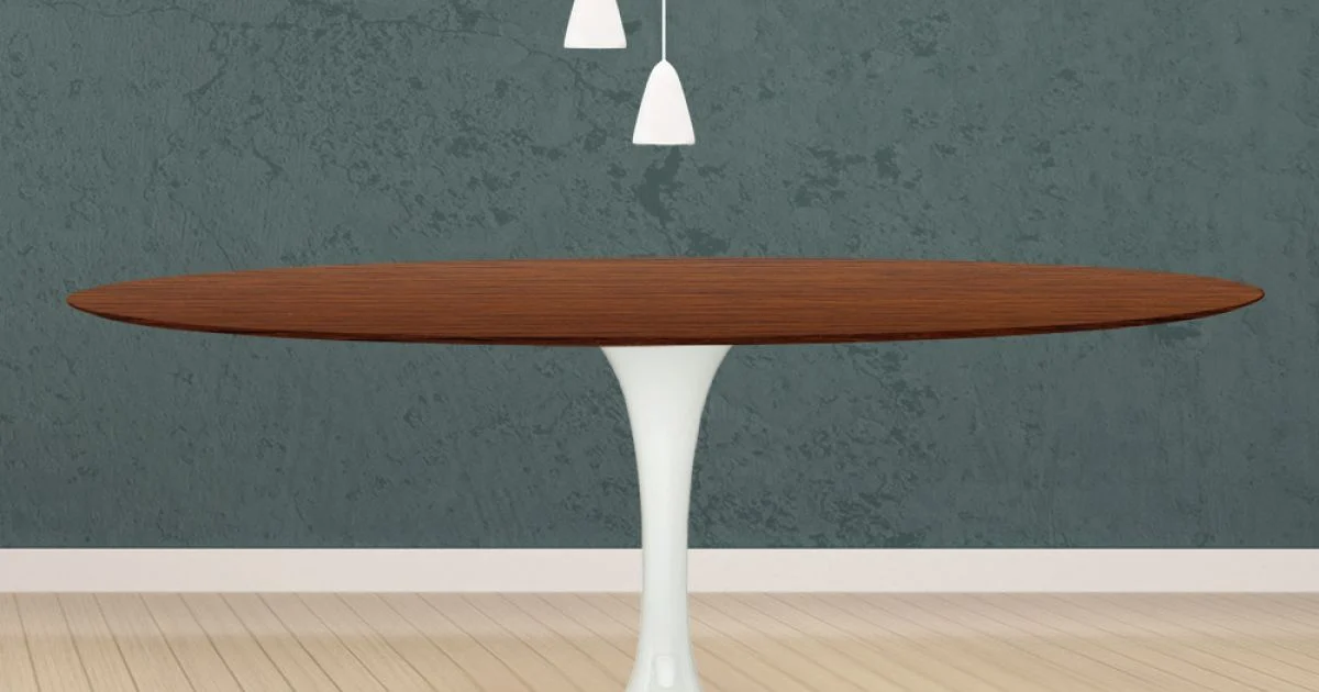Tavolo Tulip Eero Saarinen H 74 Ovale in Rovere Tinto Noce Scuro Made in Italy - Scarlet