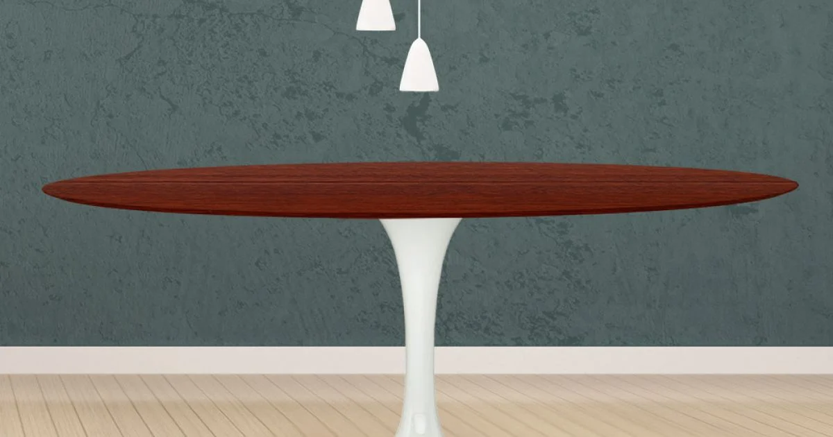 Tavolo Tulip Eero Saarinen H 74 Ovale in Rovere Tinto Palissandro Made in Italy - Scarlet