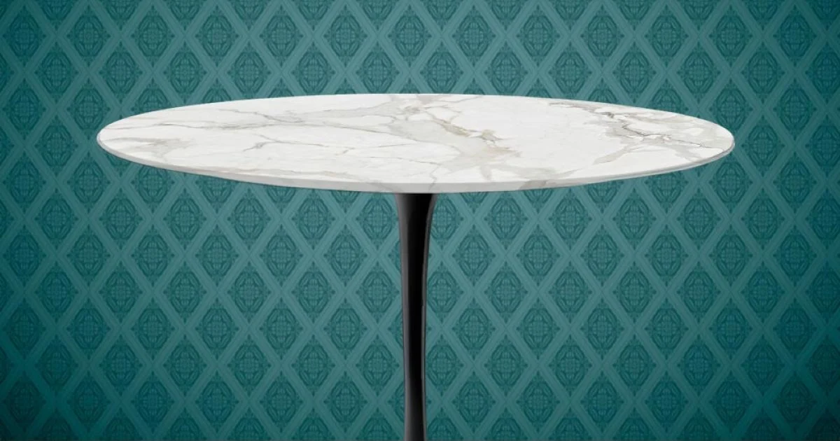 Tavolo Tulip Eero Saarinen H 74 Rotondo in Ceramica Morpheus Made in Italy - Scarlet