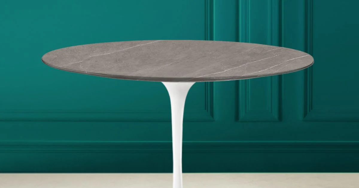 Tavolo Tulip Eero Saarinen H 73 Rotondo in Ceramica Pietra Grey Made in Italy - Scarlet