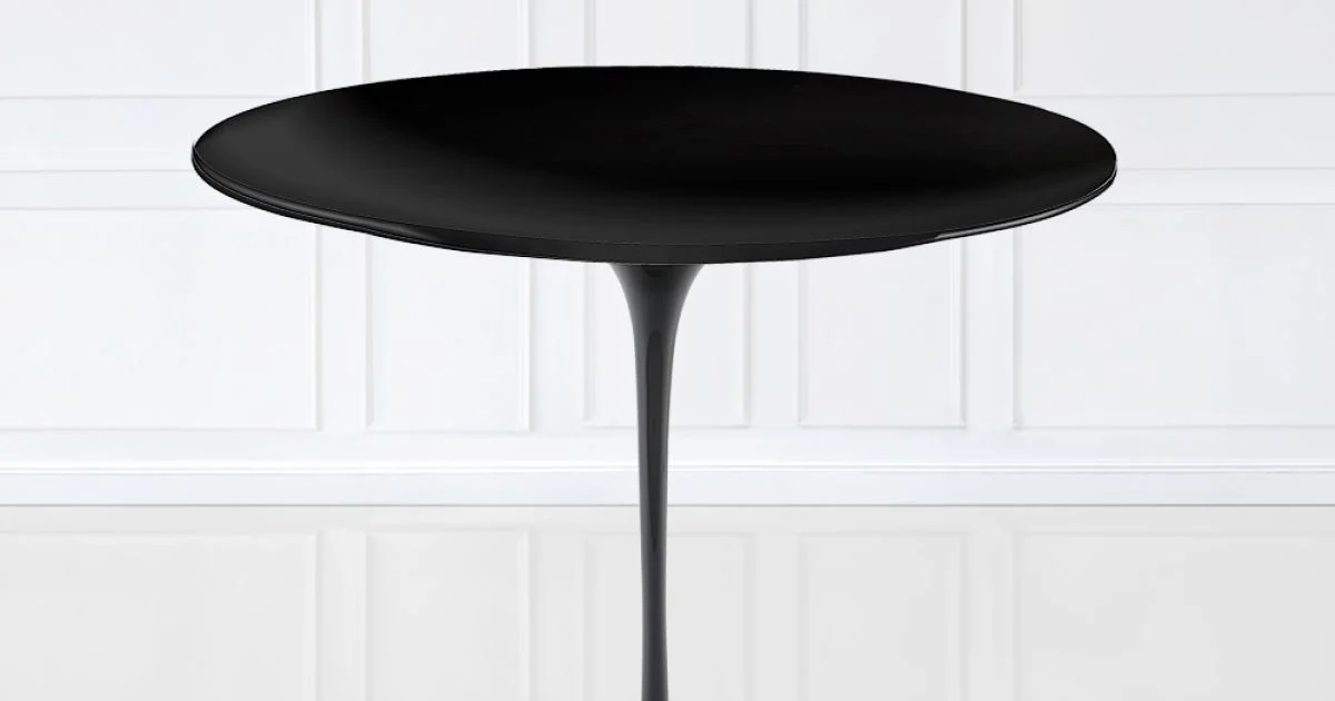 Tavolo Tulip Eero Saarinen H 74 Rotondo in Laminato Liquido Nero Made in Italy - Scarlet