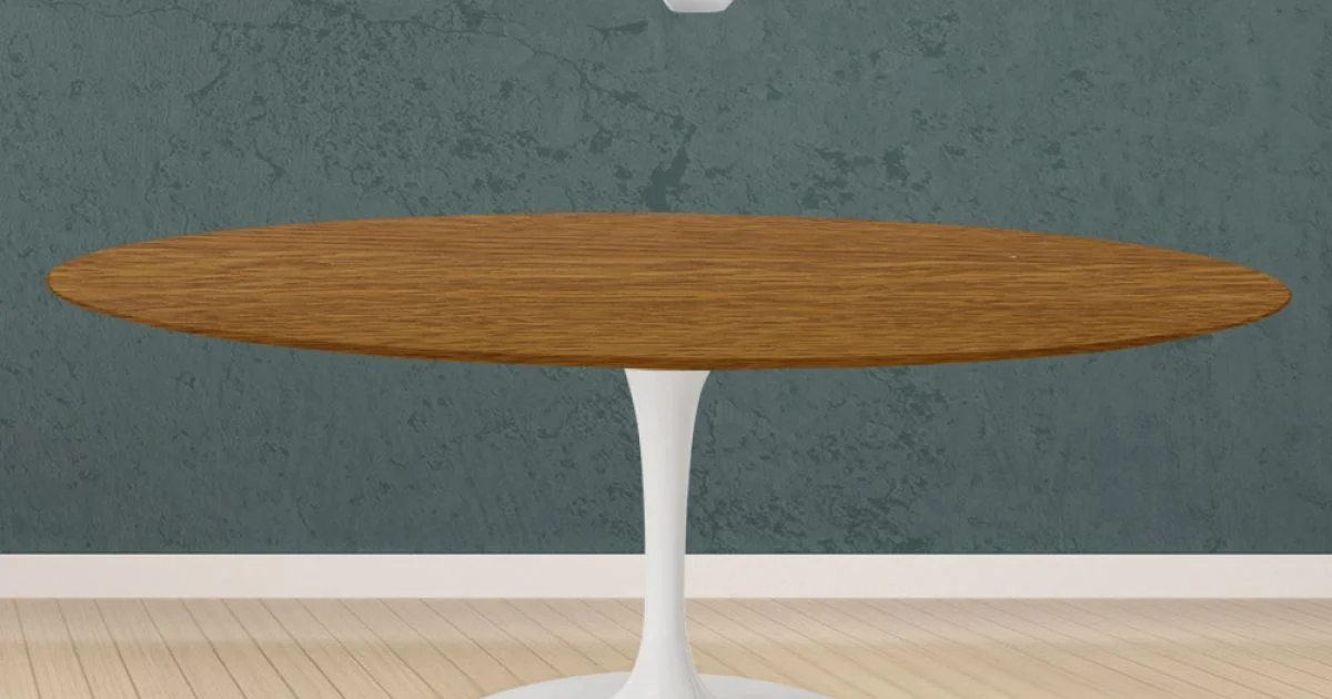 Tavolo Tulip Eero Saarinen H 74 Rotondo in Rovere Tinto Noce Chiaro Made in Italy - Scarlet