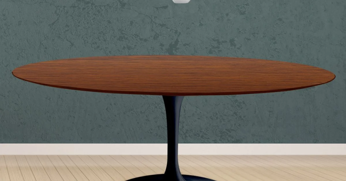 Tavolo Tulip Eero Saarinen H 74 Rotondo in Rovere Tinto Noce Scuro Made in Italy - Scarlet