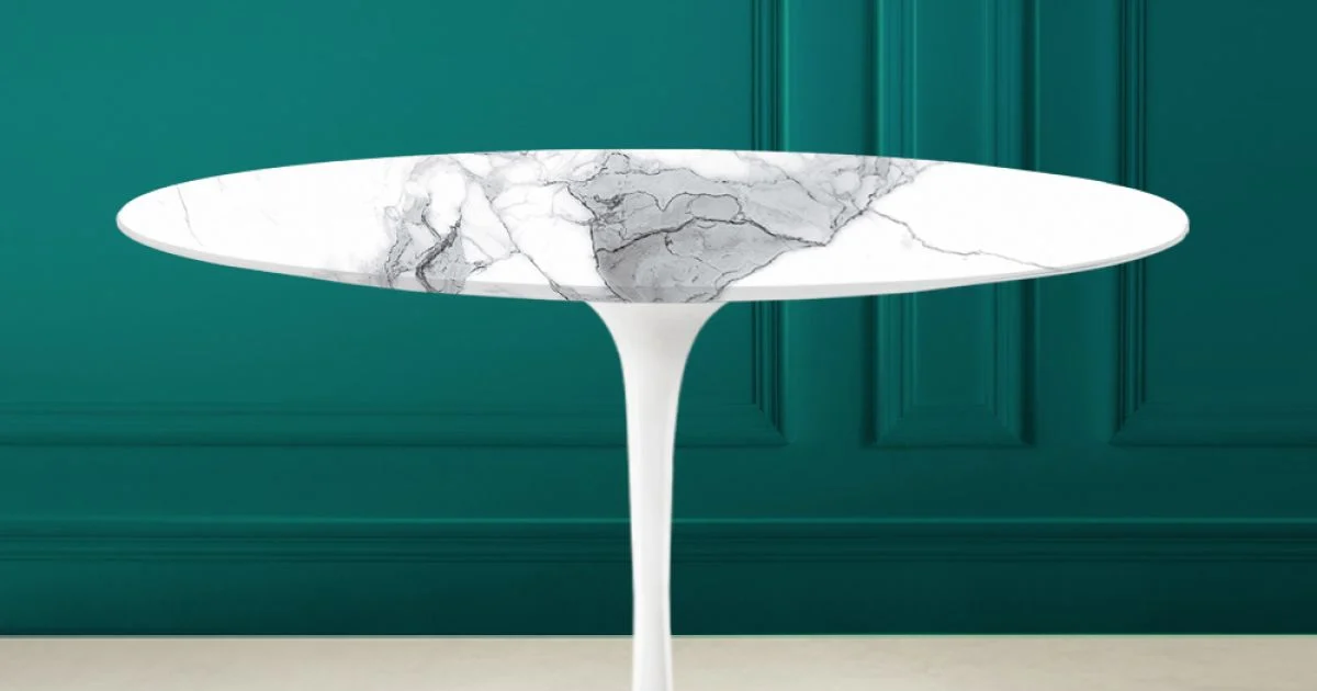 Tavolo Tulip Eero Saarinen H 73 Rotondo in Statuario Altissimo Made in Italy - Scarlet