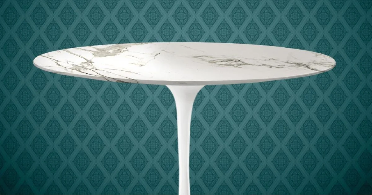 Tavolo Tulip Eero Saarinen H 74 in Ceramica Aura 22 Made in Italy - Scarlet